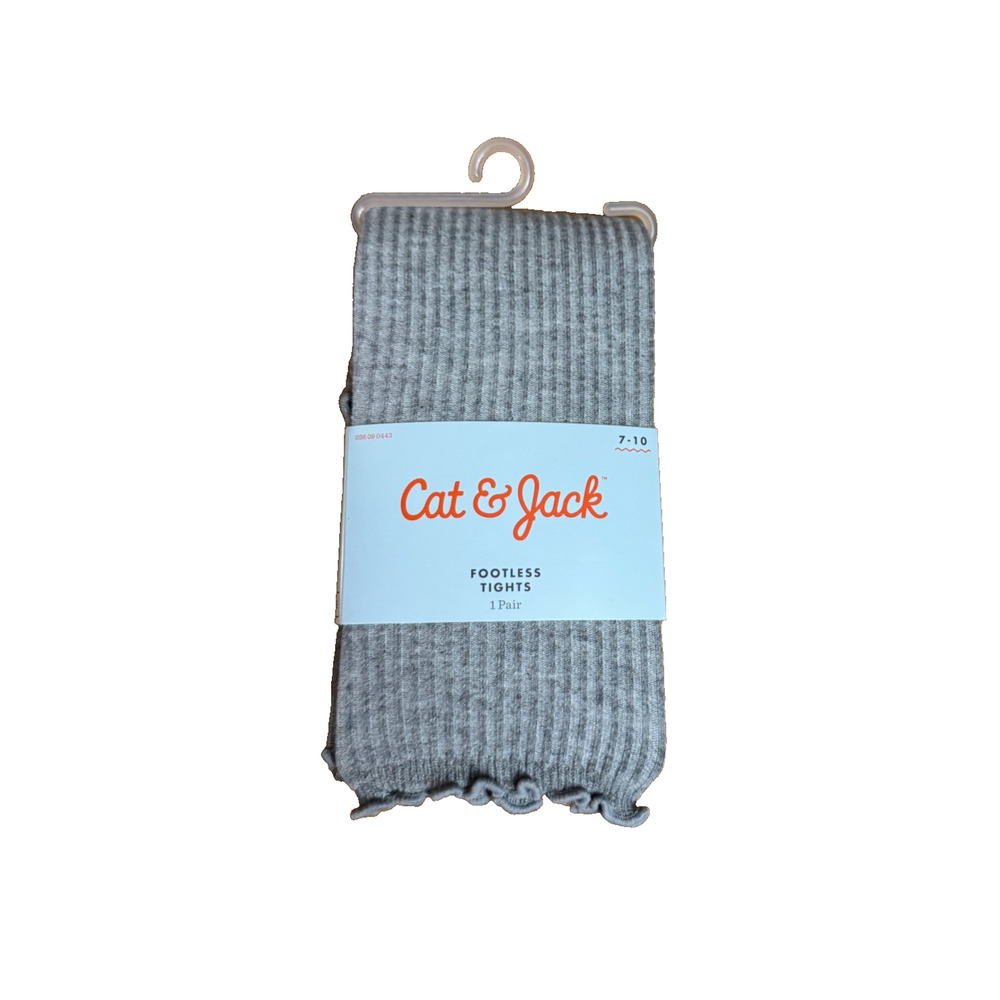 Cat & Jack Girls Ribbed Footless Tights Gray Size 7-10 Stretch New